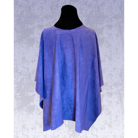 New Directions Faux Suede Ruana/Wrap Periwinkle Blue Intricate Cut-Out Design OS - Picture 2 of 5